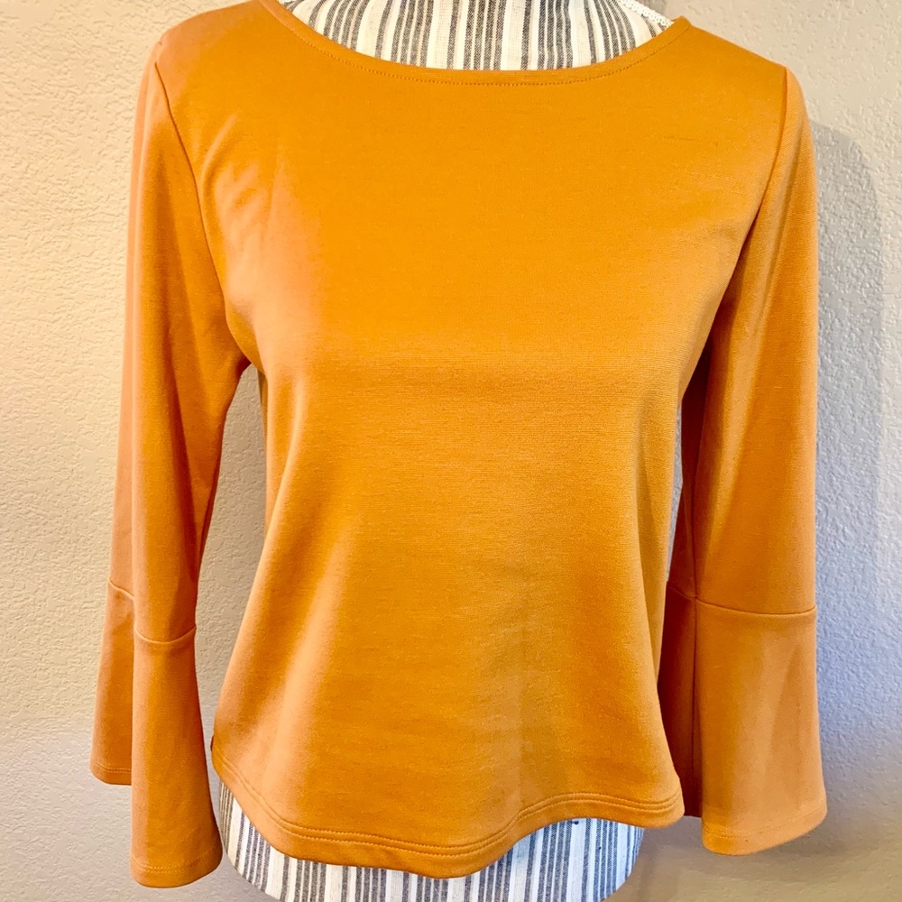 Ann Taylor Top Medium - Bell Sleeve  in light Orange/ Mango Color - Like New!